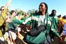 Baylor quarterback Robert Griffin III greets fans as the team arrives for an NCAA football game against TCU, Friday Sept. 2, 2011, in Waco, Texas. (AP Photo/Waco Tribune Herald, Jerry Larson)