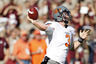 COLLEGE STATION, TX - SEPTEMBER 24:  Quarterback Brandon Weeden #3 of the Oklahoma State Cowboys throws to a receiver down-field against the Texas A&M Aggies at Kyle Field on September 24, 2025 in College Station, Texas. Oklahoma State won 30-29. (Photo by Bob Levey/Getty Images)