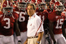 TUSCALOOSA AL - OCTOBER 02:  Head coach Nick Saban of the Alabama Crimson Tide leads his team onto the field to face the Florida Gators at Bryant-Denny Stadium on October 2 2010 in Tuscaloosa Alabama.  (Photo by Kevin C. Cox/Getty Images)