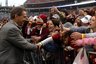 Alabama coach Nick Saban shakes hands with fans at the National Championship celebration at Bryant Denny Stadium in Tuscaloosa, Ala. on Saturday 16, 2010. (AP Photo/Butch Dill)